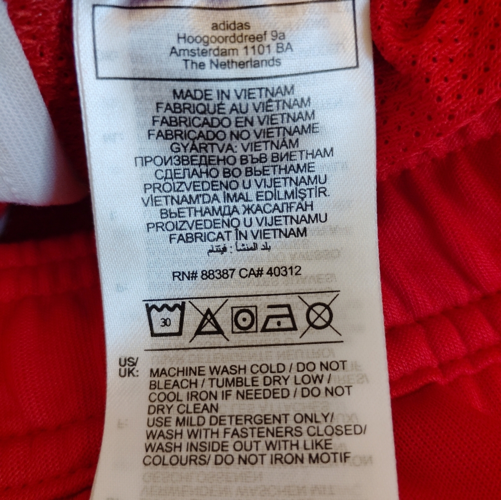 Adidas Red / White Joggers Tapered Sweatpants - Picture 9 of 11